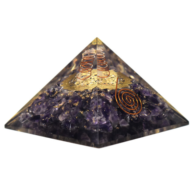 Amethyst Shree Yantra Plate Orgone Pyramid