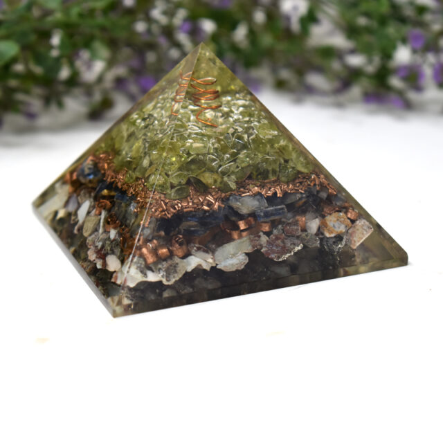 Peridot + Blue Kyanite With Larimar Orgone Pyramid 2
