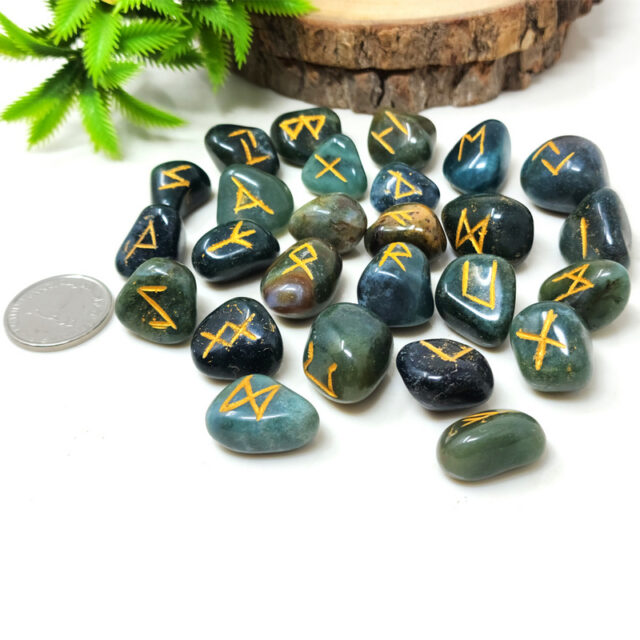 Moss Agate Rune Set